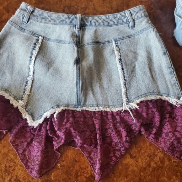 Hot Topic Red and Purple Skirt with Distressed Hem - Picture 10 of 10